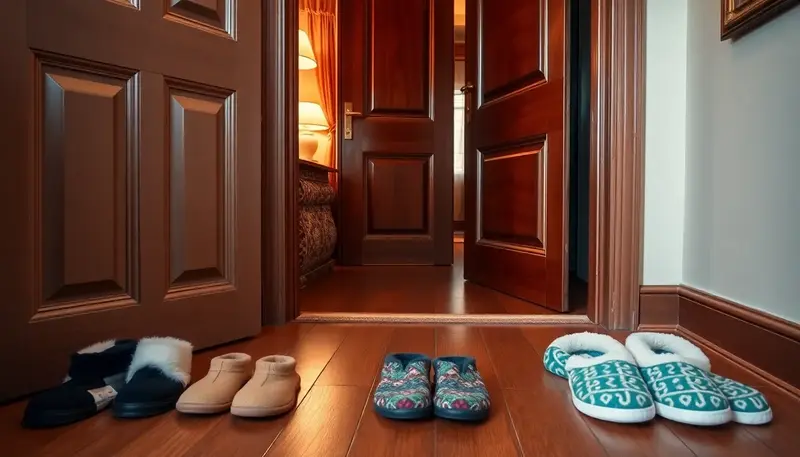 Papuče zoradené pri vchodových dverách