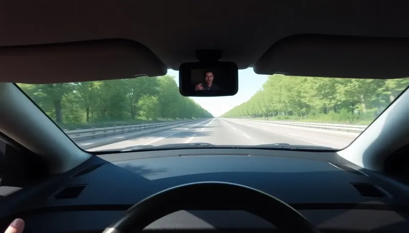 Pohľad z interiéru auta na cestu cez dashcam